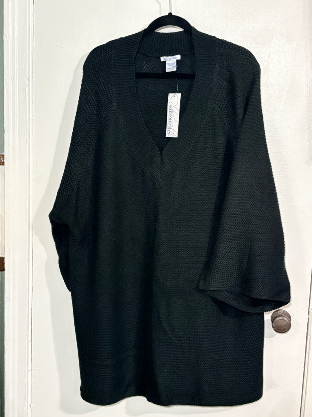 Silhouettes Black V Neck Short Sleeve Sweater Textured 3X NWT